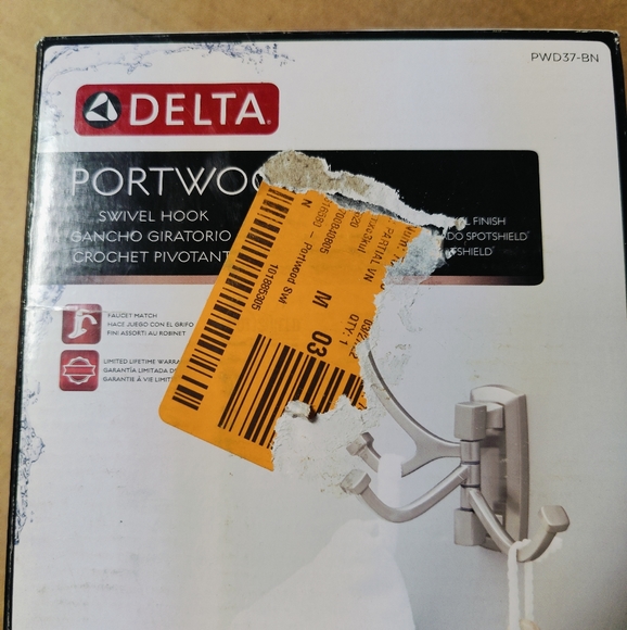 Delta Multi-Purpose Swivel Towel Hook Bath Hardware Accessory in Brushel - Picture 2 of 5